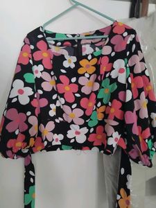 Vibrant Floral Puff Sleeve Top
