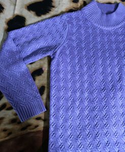 Lavender Knit Mock Neck Sweater