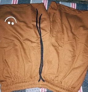 Brown Casual Shorts with Smiley Face