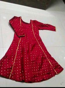 Beautiful Red Kurta with Gold Dots