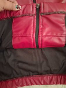 plus size Red Faux Leather Jacket