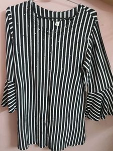 Chic Striped Bell Sleeve Top