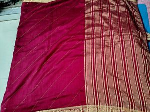 creap silk banarasi weaving saree with stone