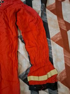 Vibrant Orange Embroidered Kurta