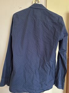 Men's Blue Dotted Button-Up Shirt