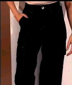 Brand New Black Baggy Cargo Denim Jeans | Deep Bla