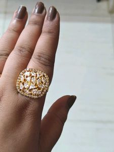 Stunning Kundan Ring with White Stones