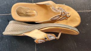 Embellished Yellow Flat Sandals