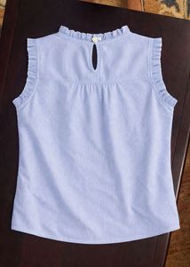 Embroidered Sleeveless Blue Top