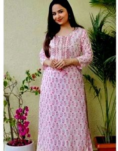 Pink Block Print Kurti