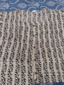 Cream & Black Block Print Kurta