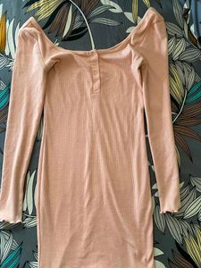 Chic Peach Long Sleeve Dress