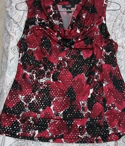 Alfani Women's Red Black Floral Sleeveless Top