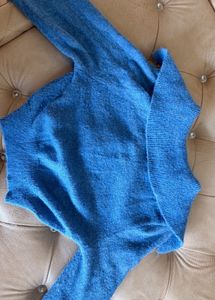 WINTER WEAR Chic Blue Cropped Cardigan