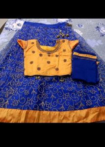 Royal Blue Embroidered Lehenga Set with Blouse
