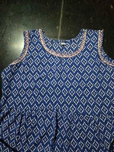 Stylish Blue &amp; White Printed Maxi Dress