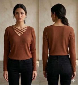 PRICE DROP🚨Brown Ribbed Top