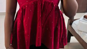 Chic Red Peplum Top
