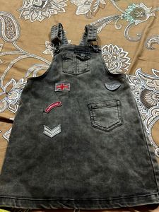 Denim Pinafore Dress with Patches