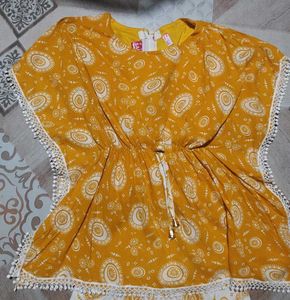 Yellow Printed Kurta Set with Palazzo Size-28