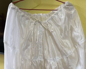 White Net Anarkali with Churi Pants and Duppatta