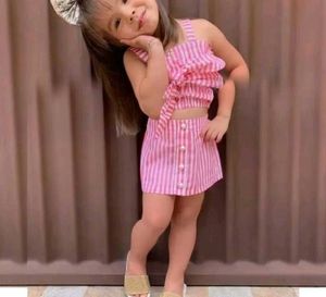 Cute Daisy Print Crop Top &amp; Skirt Set for babies