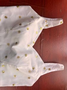 White Blouse with Gold Embellishments