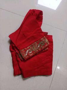 Embroidered Red Silk Blouse