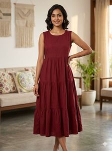 Maroon Sleeveless Rayon+ free surprise gift 🎁