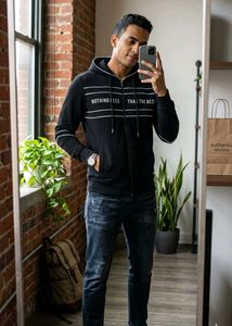Lee Cooper Men's Black Zip-Up Hoodie