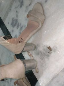 Stylish Beige Block Heels