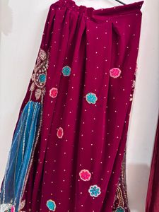 Exquisite Maroon Velvet Lehenga Choli