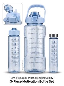 Random Colour Set of 3 Motivational Water Bottles