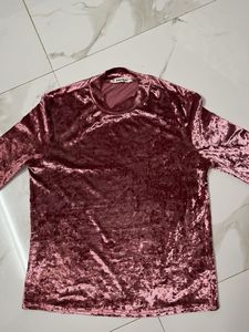 pinkish Velvet Long Sleeve Top