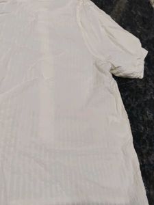 Cream Textured Puff Sleeve Top