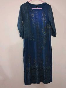 Blue Printed Kurta From trends