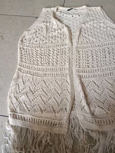 zudio off - white crochet knit open - front shrug