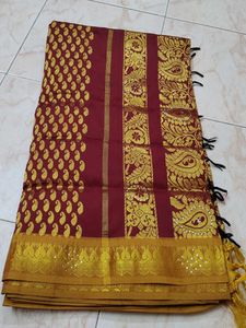 Elegant Maroon & Gold Saree