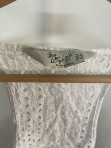 White Cami Top with Neon Pink Embroidery