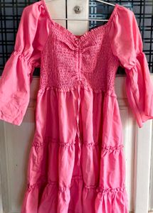 Pink Smocked Tiered Dress