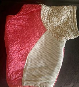 Elegant Pink Embroidered saree Fabric