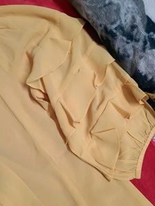 Chic Yellow Ruffle Sleeve Blouse
