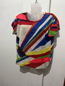 Colorful Striped Mesh Top