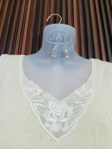 Cream Lace Trim Tank Top