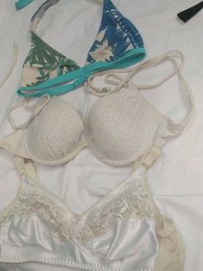 Combo  of 3 Bras - Bikini Top & Two White Bra