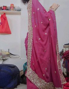 Beautiful Pink Embroidered Saree