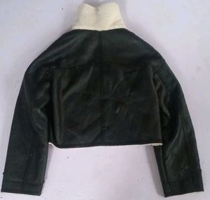 Faux Leather Cropped Jacket