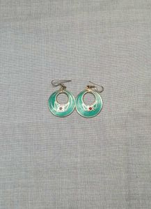 Boho Turquoise HoopTibetan Silver Earrings