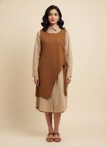 Korean Brown knee length dress