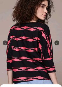 Stylish Black &amp; Pink Striped Top